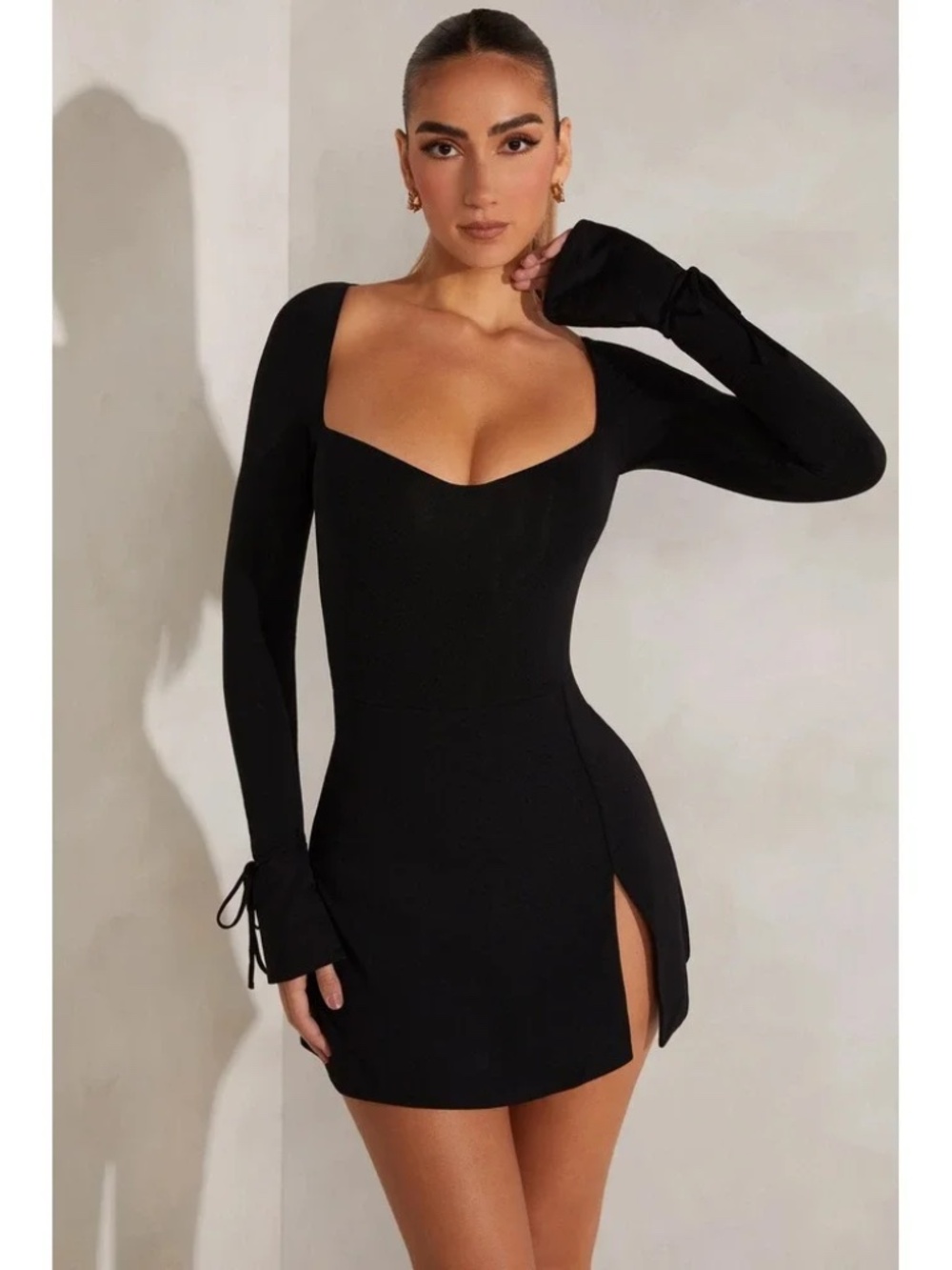 NWT Oh Polly Amryn Long Sleeve A-Line Mini Dress in Black